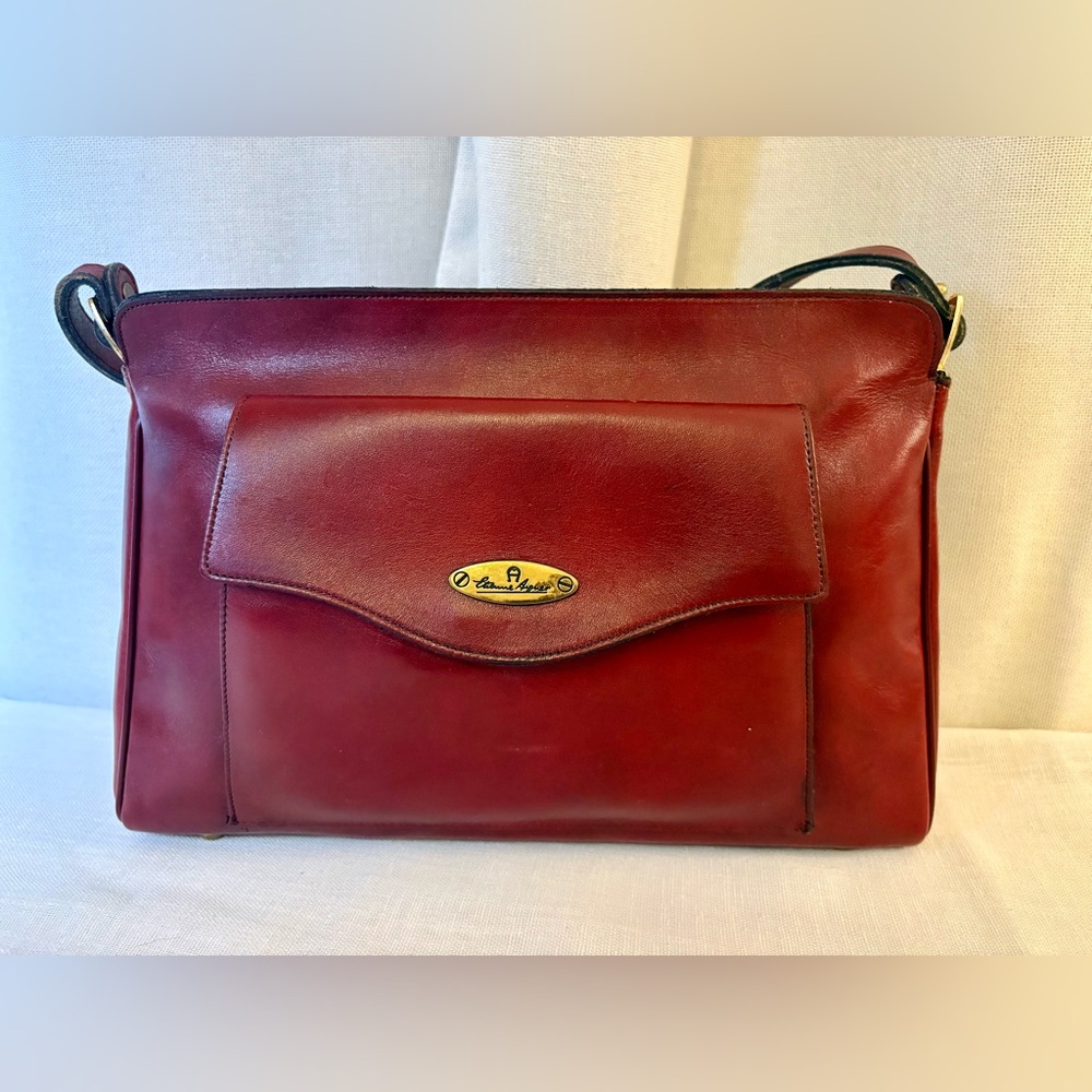 Vintage Etienne Aigner Handmade Oxblood Red Leather Shoulder Bag Purse RARE EUC - Picture 2 of 14